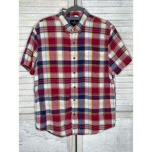 American Eagle Outfitters Plaid Short Sleeve Button Down Shirt Size Large